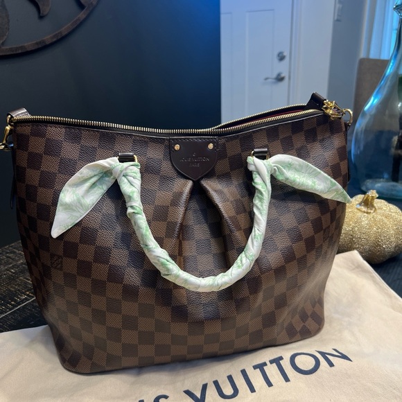 Louis Vuitton Brown Checkered Tote with Green and White Accents - Picture 1 of 5